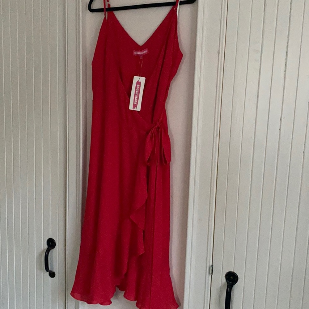 Midi coral wrap dress, size 1X